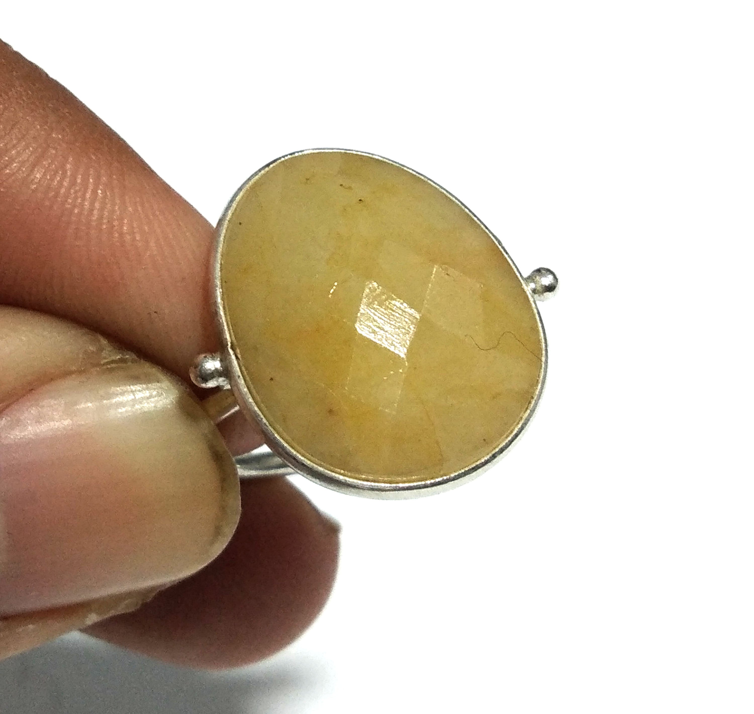 Yellow Sapphire Checker Cut Stone Ring, 925 Starling Silver Ring, Gemstone Size 15x13 mm Natural Yellow Sapphire Stone Gift Birthday Ring